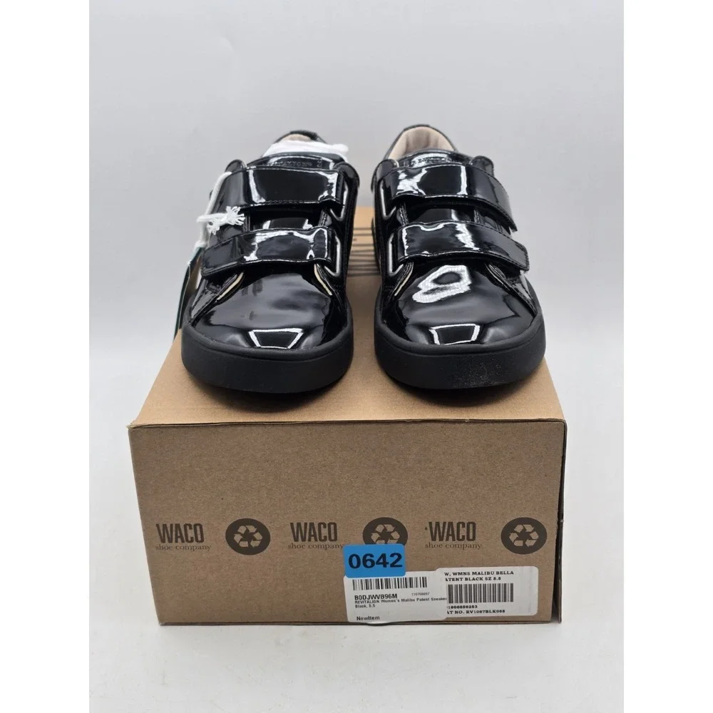 NEW Revitalign Orthotic Black Solid Sneakers Malibu Bella Patent Sz 5.5 B Narrow